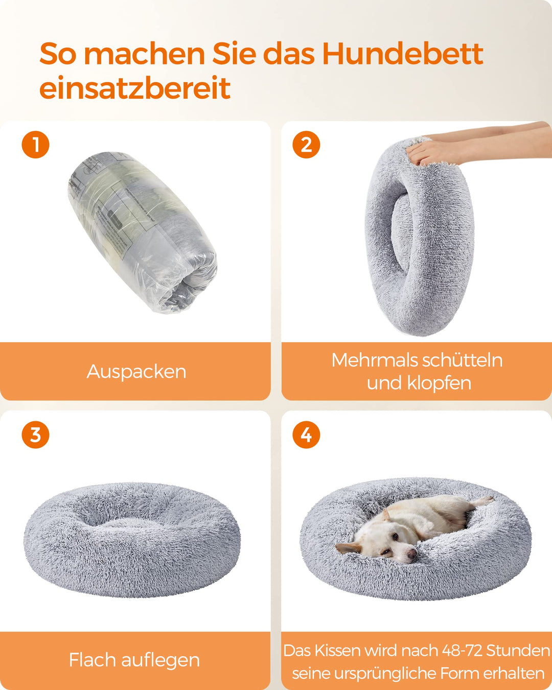 Hundebett Donut Plüsch 80 cm waschbar für Hunde bis 20 kg - Bild 8