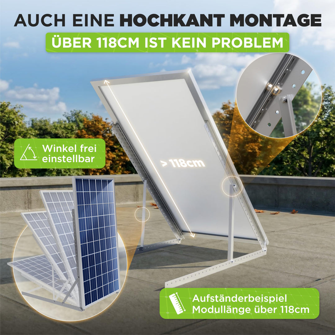 Balkonkraftwerk Halterung Aluminium 118 cm für 2 Solarmodule 4er-Set - Bild 5