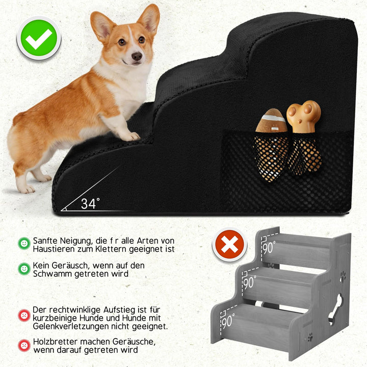Haustiertreppe 3 Stufen Schaumstoff 60x40x40cm für Hund und Katze - Bild 3