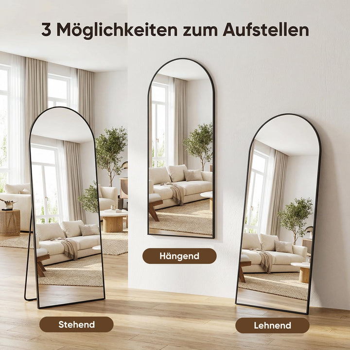 Ganzkörperspiegel 180x68cm gewölbt Aluminiumrahmen Schwarz - Bild 8