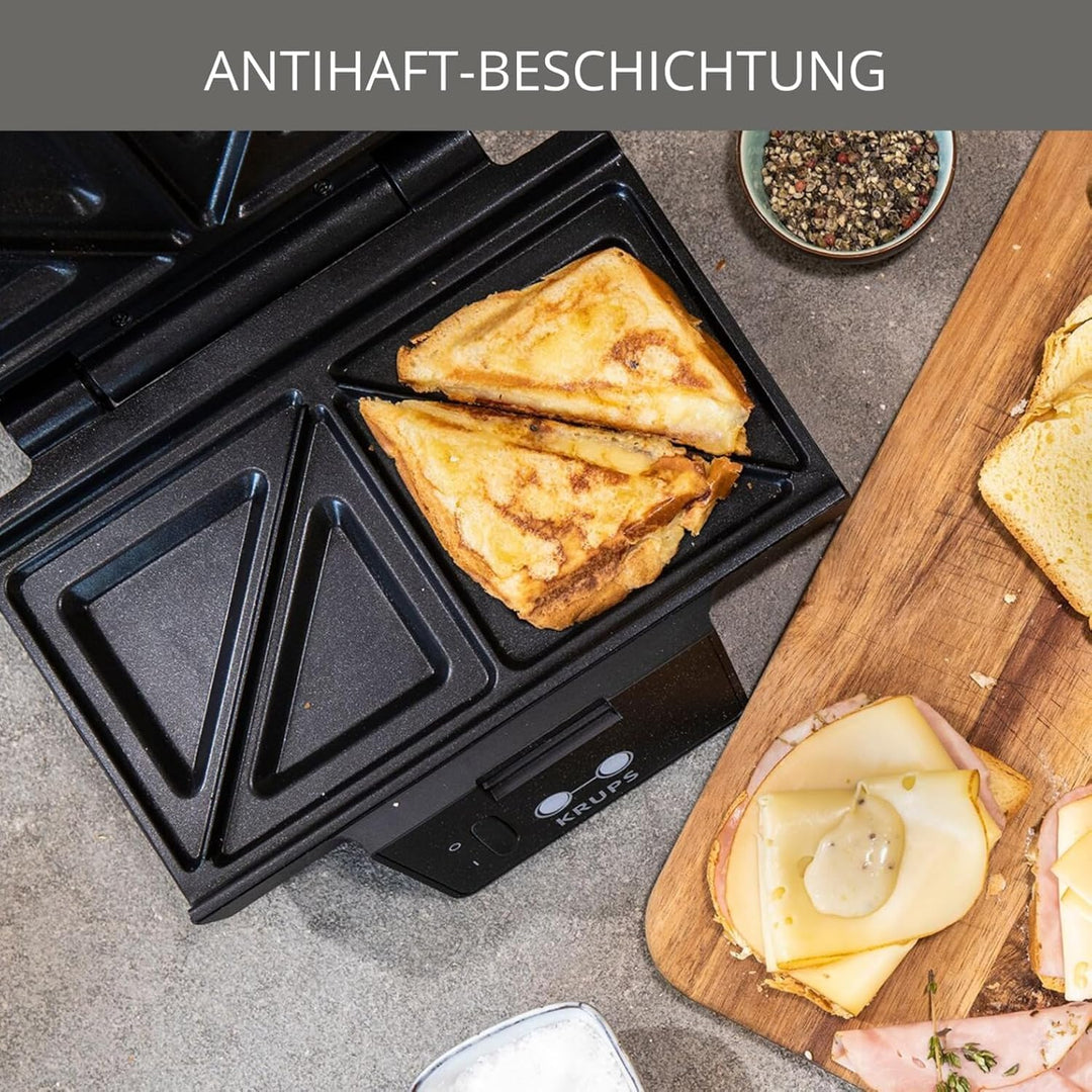 Sandwichmaker 850W XL-Platten Antihaft Dreiecksform schwarz - Bild 4