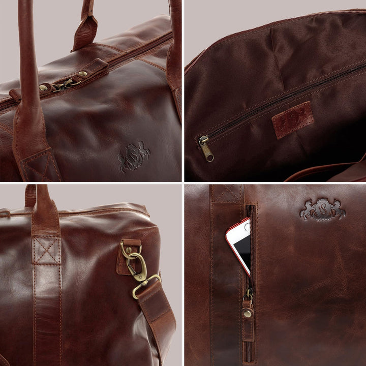 Reisetasche Echtleder XL Weekender Herren Damen braun handgefertigt - Bild 5