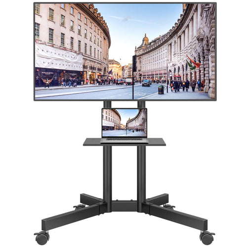 TV Ständer rollbar höhenverstellbar 32-85 Zoll bis 55 kg mit Ablage