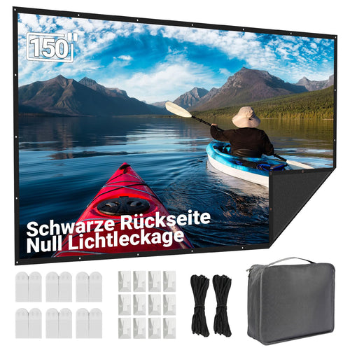 Beamer Leinwand 150 Zoll 16:9 Polyester mit schwarzer Rückseite