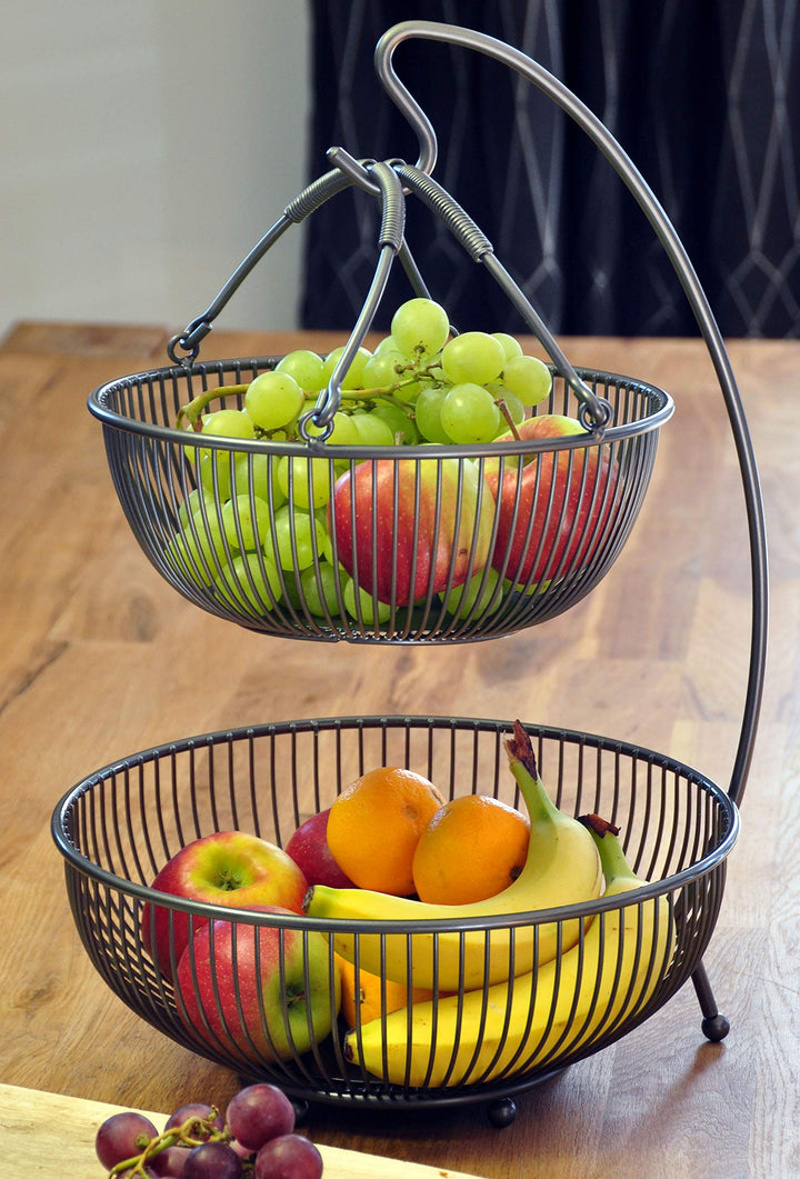 Obst Etagere Metall 3-teilig Anthrazit mit Bananenhalter - Bild 5