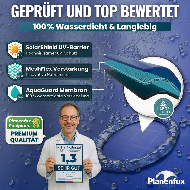 Poolabdeckung rund 500 cm UV-beständig 2-in-1 Solar/Kühl - Bild 5