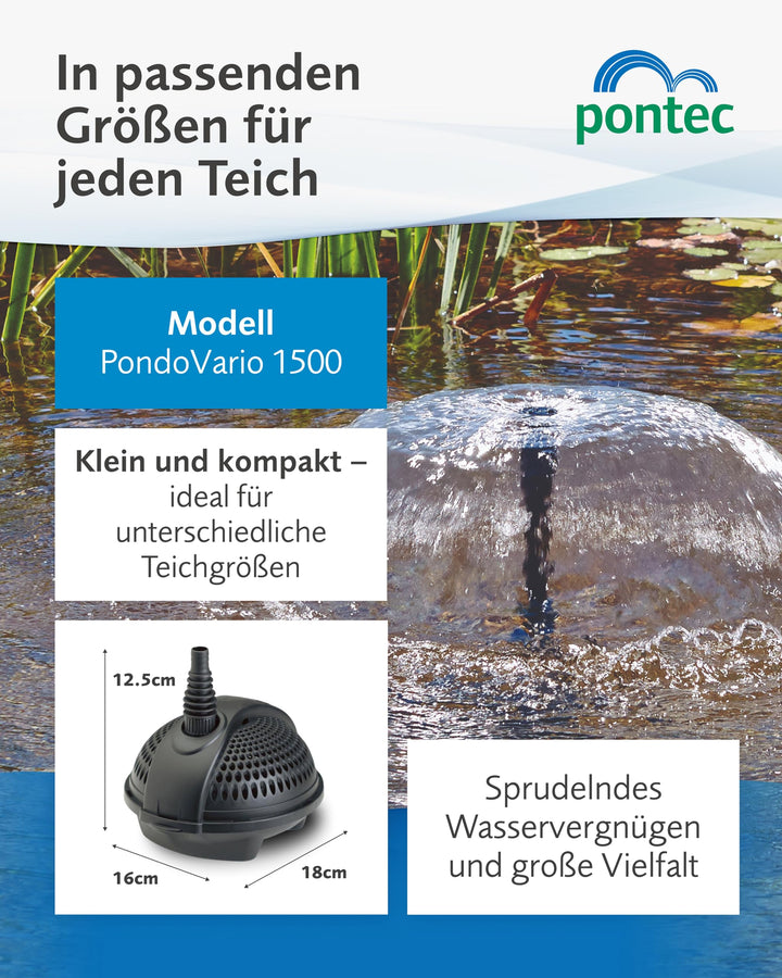 Teichpumpe Springbrunnen 1500 l/h 25W mit 4 Fontänenaufsätzen - Bild 6