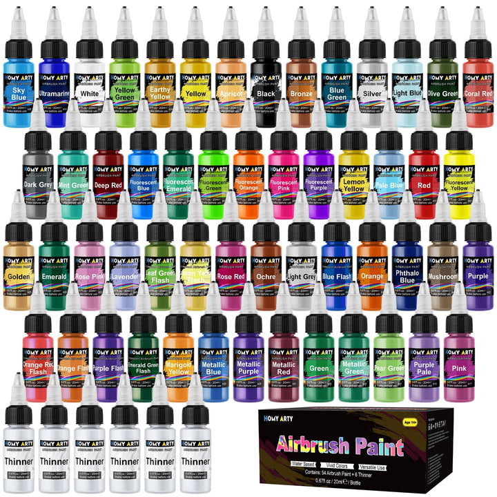 Airbrush Farben Set 60 Flaschen wasserbasis fuer alle Oberflächen