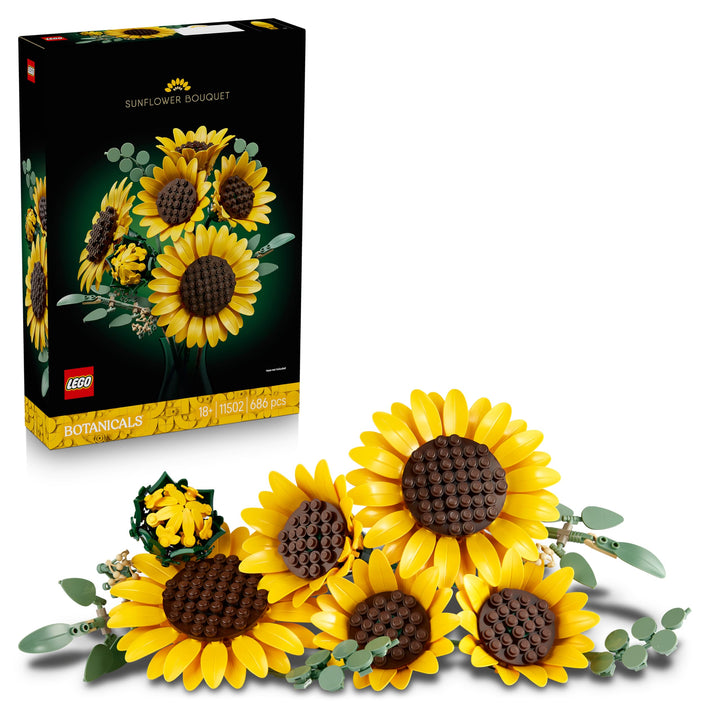 Klemmbausteine Sonnenblumenstrauss 686 Teile mit Eukalyptus Deko