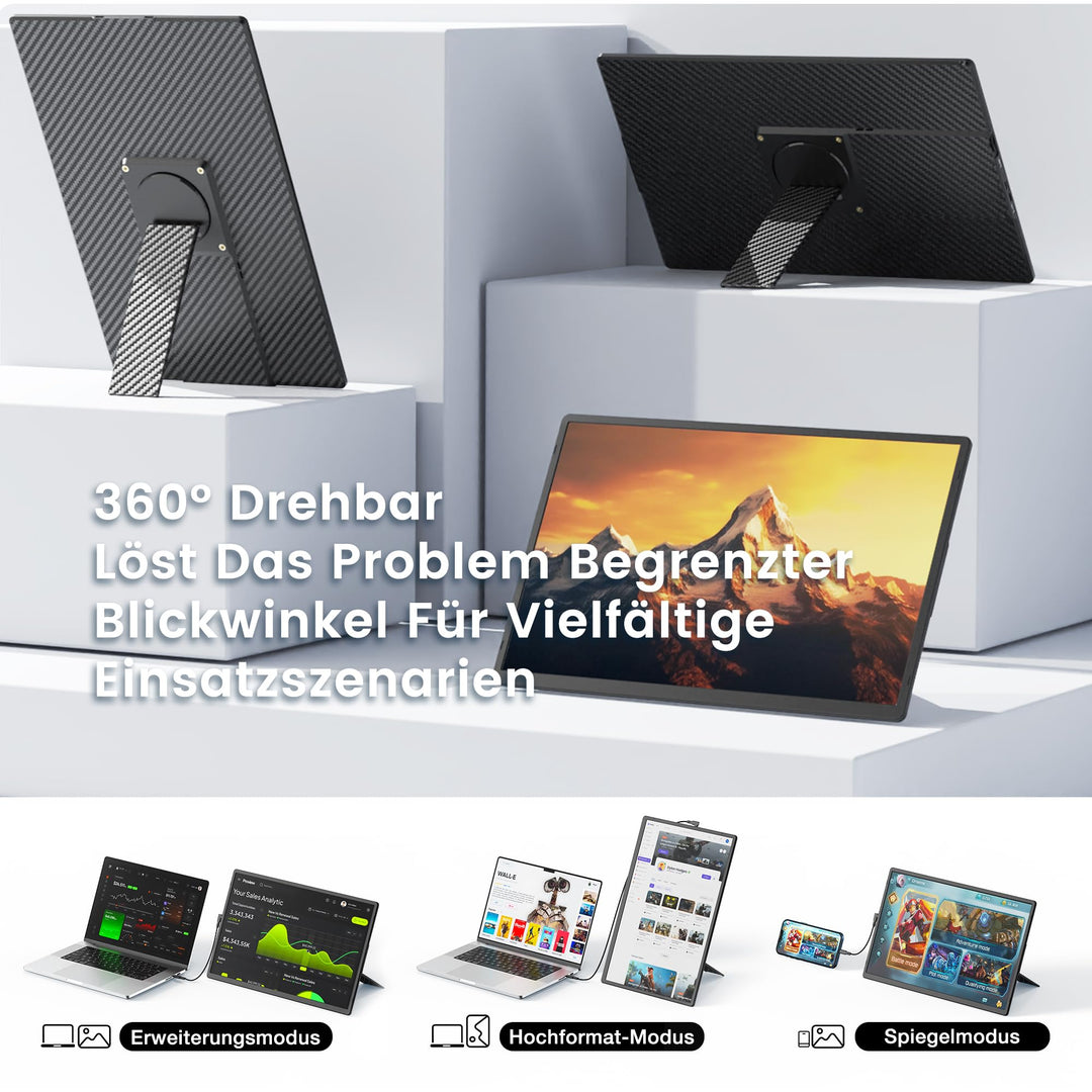 Tragbarer Monitor 16 Zoll Full HD IPS 360° drehbar VESA - Bild 6