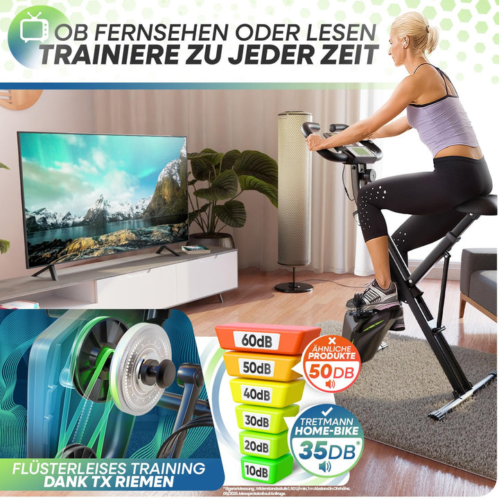 Heimtrainer klappbar Magnetbremse bis 150 kg mit Relax-Foam Sattel - Bild 3