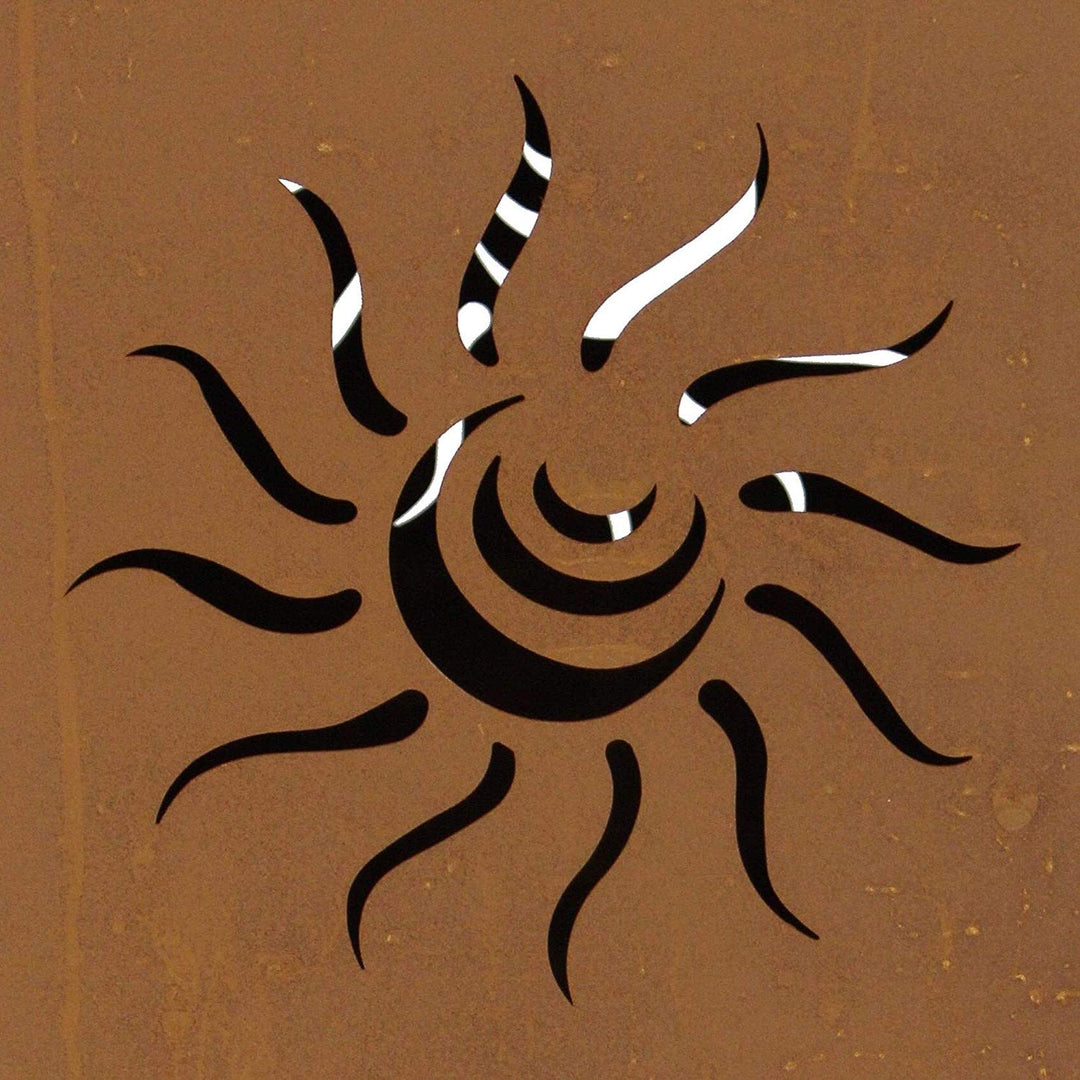 Feuerschale Dekosäule Sonne Metall Edelrost 2-teilig 103 cm - Bild 7