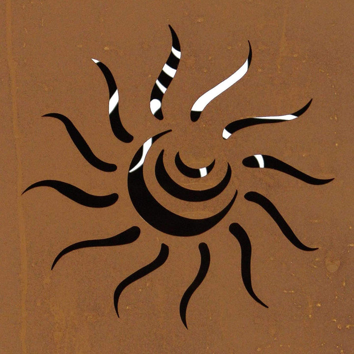 Feuerschale Dekosäule Sonne Metall Edelrost 2-teilig 103 cm - Bild 7