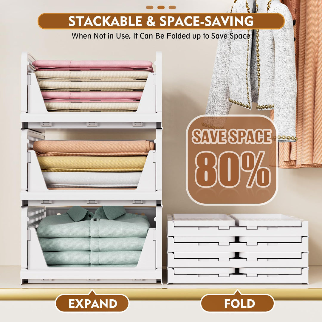 Schubladenbox Kleiderschrank Organizer stapelbar 8er-Set Weiss - Bild 5