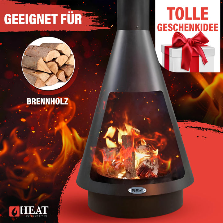 Terrassenofen Stahl 50x50x140 cm Holzfeuer Feuersäule Outdoor - Bild 7