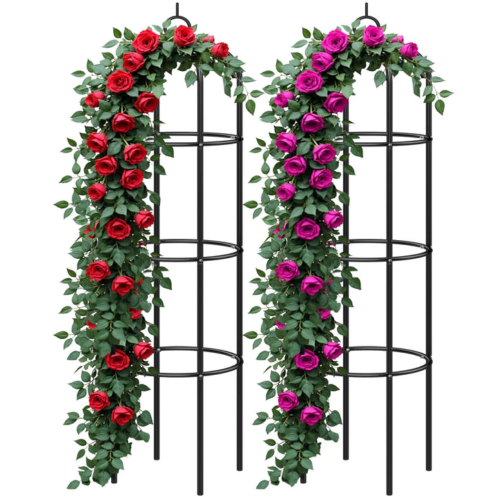 Rosensäule Metall 200cm Schwarz 2er-Set für Kletterpflanzen