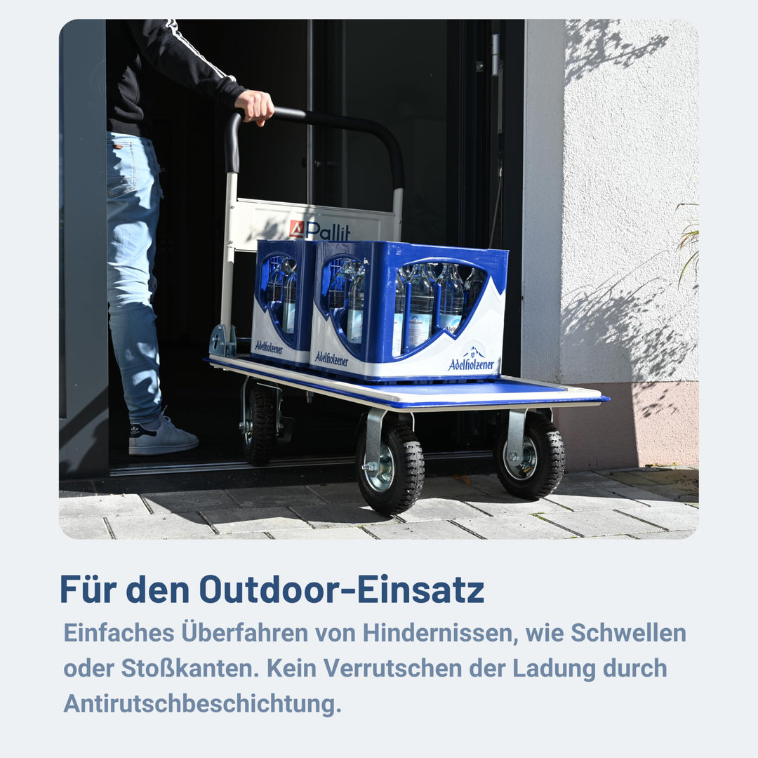 Plattformwagen klappbar 300 kg Luftbereifung mit Feststellbremse - Bild 4