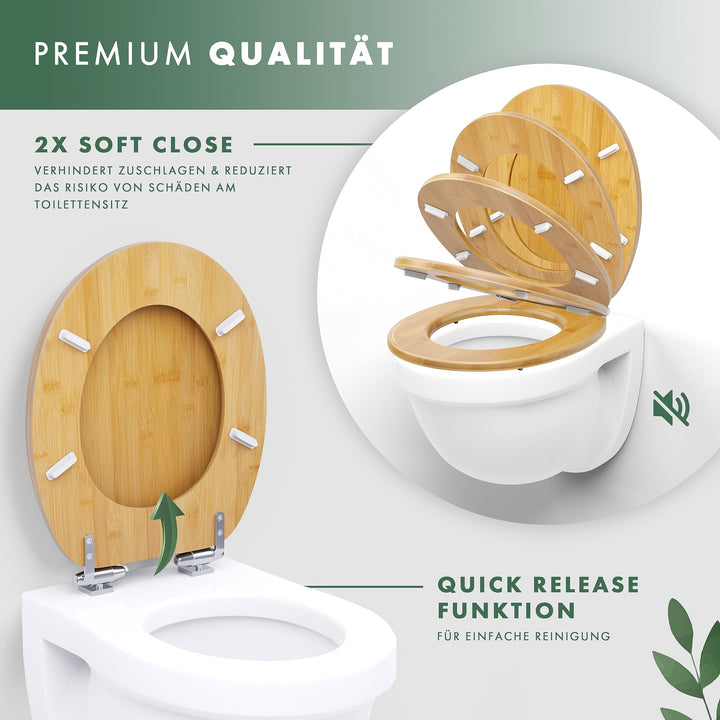 WC Sitz Bambus oval mit Absenkautomatik &amp; Quick-Release - Bild 3