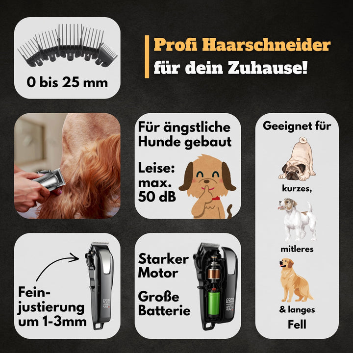 Tierschermaschine leise Keramikklinge 3h Akku für Hund Katze Pferd - Bild 7
