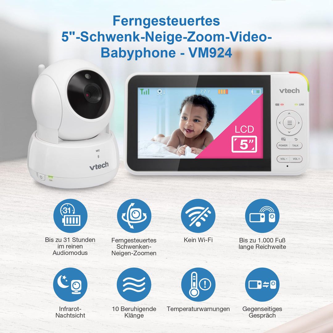 Babymonitor mit 5" LCD-Display, Kamera, Nachtsicht und 300m Reichweite - Bild 2