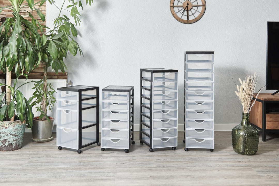 Schubladenbox Kunststoff 10 Schubladen mit Rollen Schwarz A4 - Bild 6