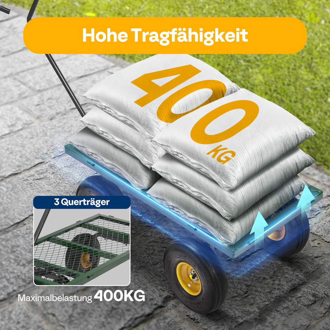 Gartenwagen Bollerwagen 400 kg Stahl abnehmbare Seitenwände - Bild 4