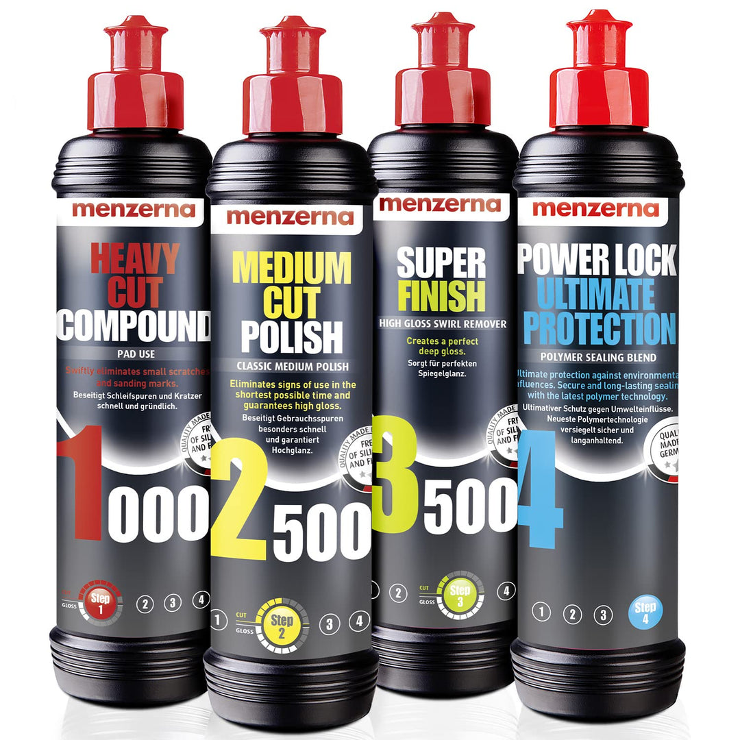 Politurset 3-stufig Heavy Cut Medium Cut Super Finish mit Versiegelung