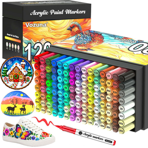 Acrylmarker Set 120 Farben mit Pinselspitze wasserfest