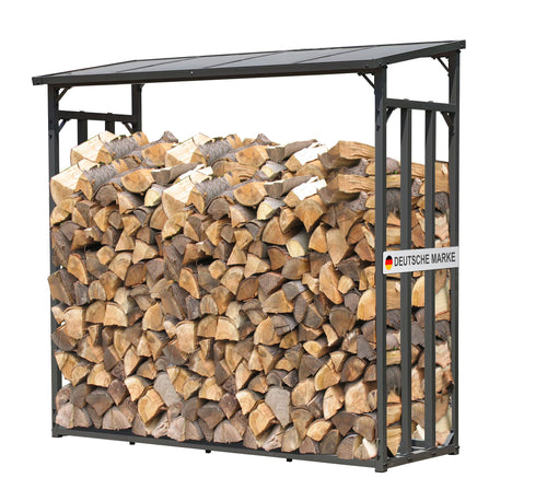 Kaminholzregal Aussen XXL 185x70x185 cm Stahl Anthrazit mit Dach
