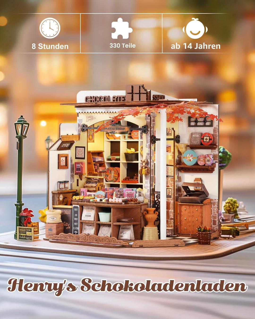 Miniatur Haus Bausatz Schokoladenladen 330 Teile ohne Kleber - Bild 2