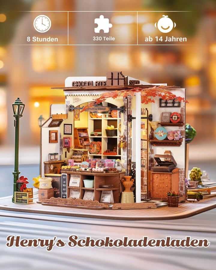 Miniatur Haus Bausatz Schokoladenladen 330 Teile ohne Kleber - Bild 2