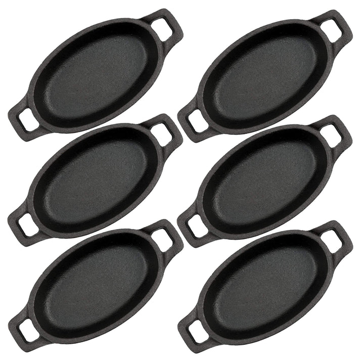 Gusseisen Servierpfännchen 6er-Set oval 20x9,5 cm eingebrannt - Bild 5