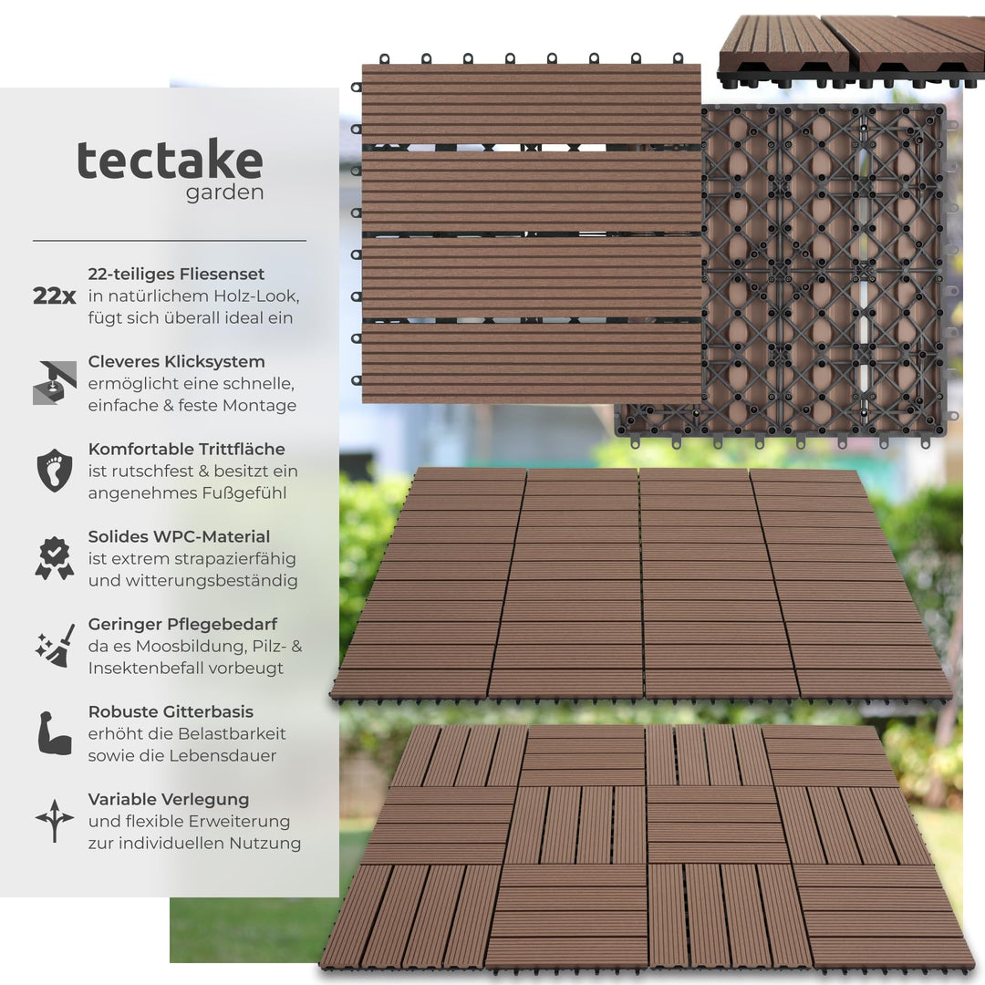 WPC Klickfliesen Holzoptik 31x31 cm 22er Set 2,11 m² Terrasse Balkon - Bild 2