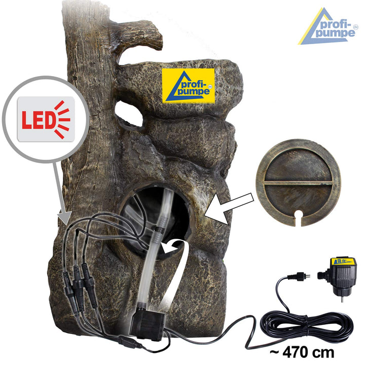 Gartenbrunnen Baumwurzel Stein-Kaskade mit LED-Licht 31x31x50 cm - Bild 6