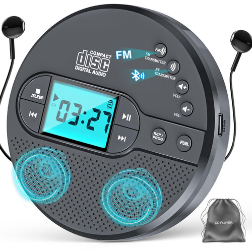 Tragbarer CD-Player mit Bluetooth, FM-Transmitter und LCD-Display