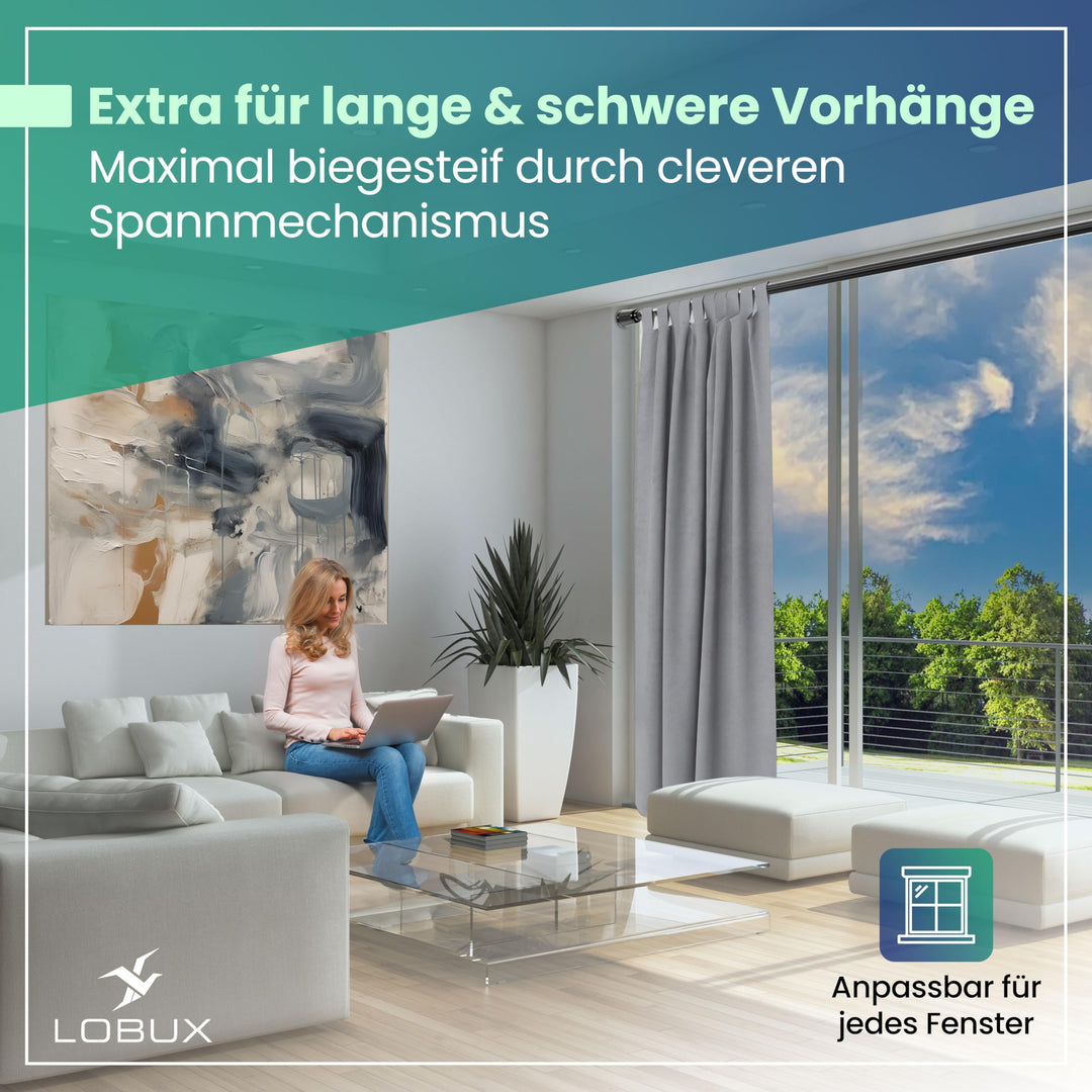 Teleskopstange ohne Bohren Schwarz 210-300 cm Ø 32 mm Karbonstahl - Bild 3