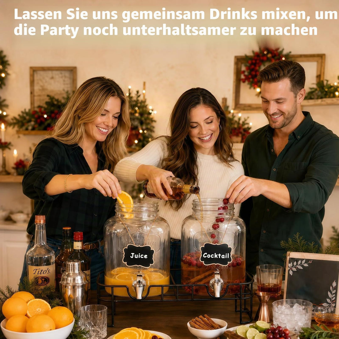 Glas Getränkespender 4L mit Zapfhahn und Ständer 2er-Set - Bild 7