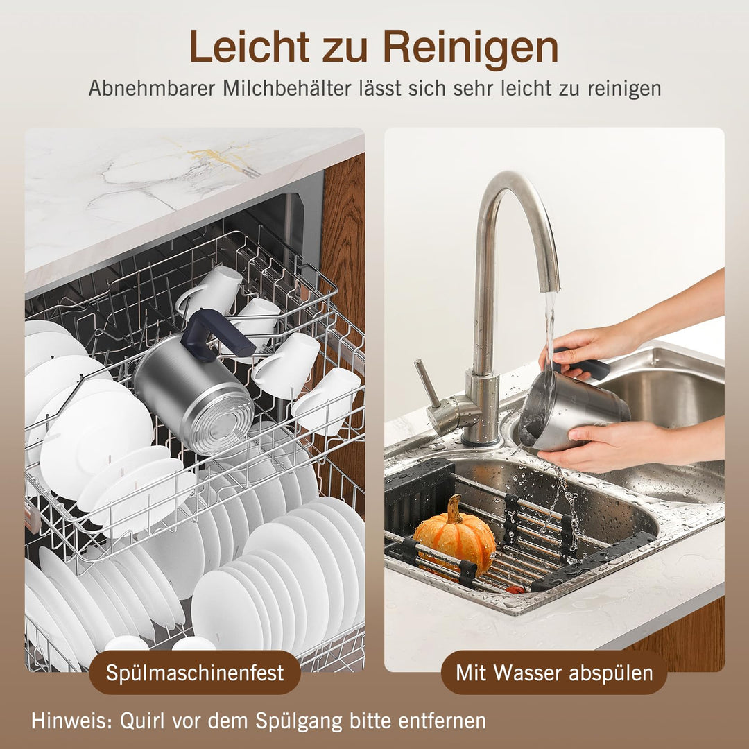 Milchaufschäumer elektrisch 4-in-1 Edelstahl 500ml Blau - Bild 3