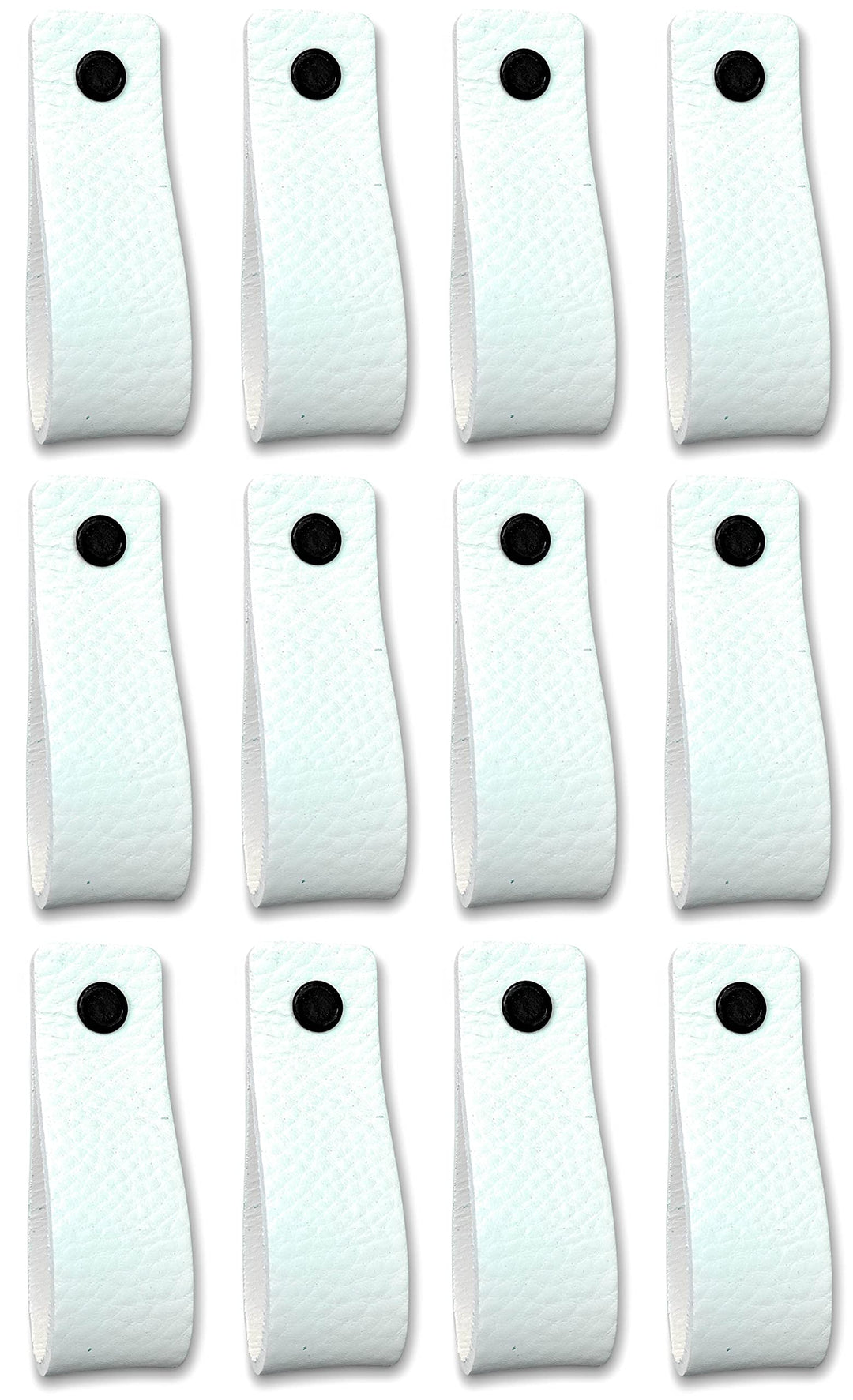 Ledergriffe Möbel Weiss 16,5 x 2,5 cm 12er-Set mit Schrauben