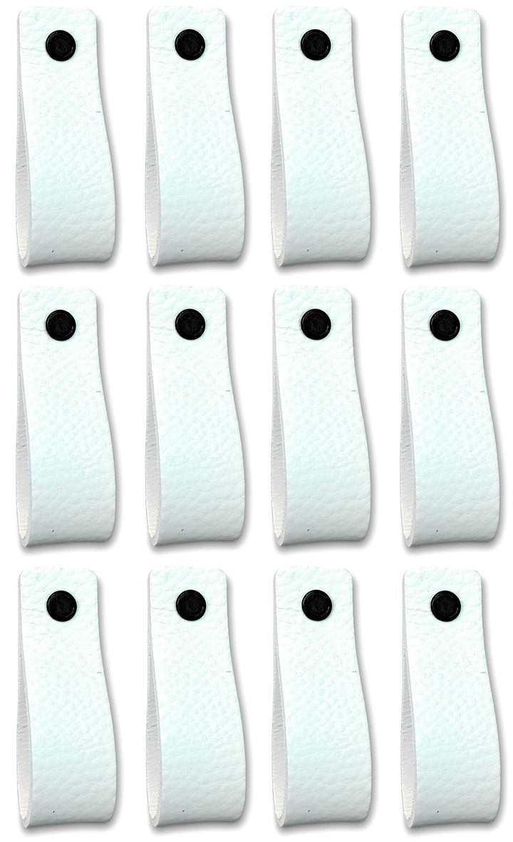 Ledergriffe Möbel Weiss 16,5 x 2,5 cm 12er-Set mit Schrauben