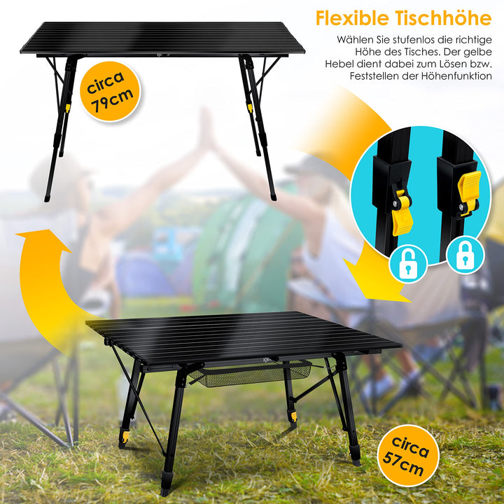 Campingtisch faltbar Aluminium 120x70cm höhenverstellbar bis 100kg - Bild 3