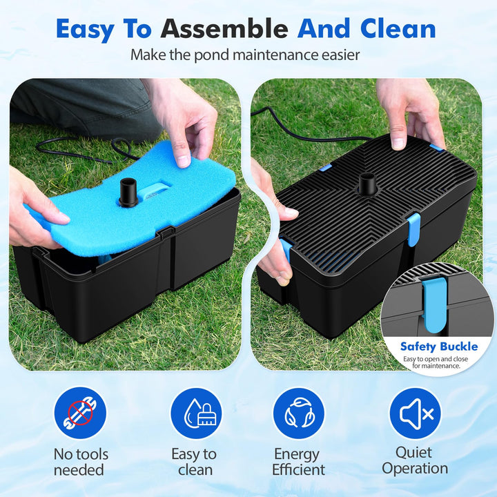Teichfilter-Set mit Pumpe 50W 2500 l/h und 3 Springbrunnen-Aufsätzen - Bild 6