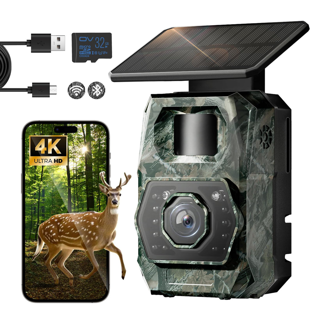 Wildkamera Solar 4K 64MP mit App-Steuerung und Nachtsicht