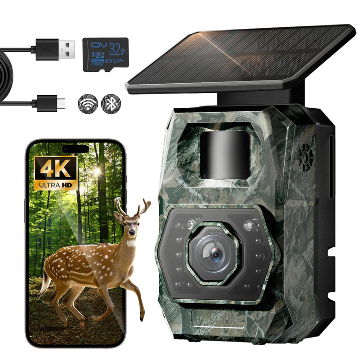 Wildkamera Solar 4K 64MP mit App-Steuerung und Nachtsicht