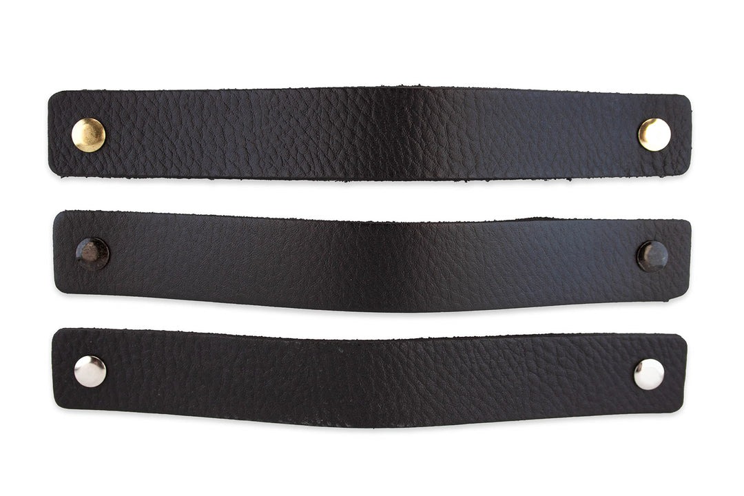Möbelgriffe Leder 20 x 2,5 cm Schwarz 12er-Set mit Schrauben - Bild 4