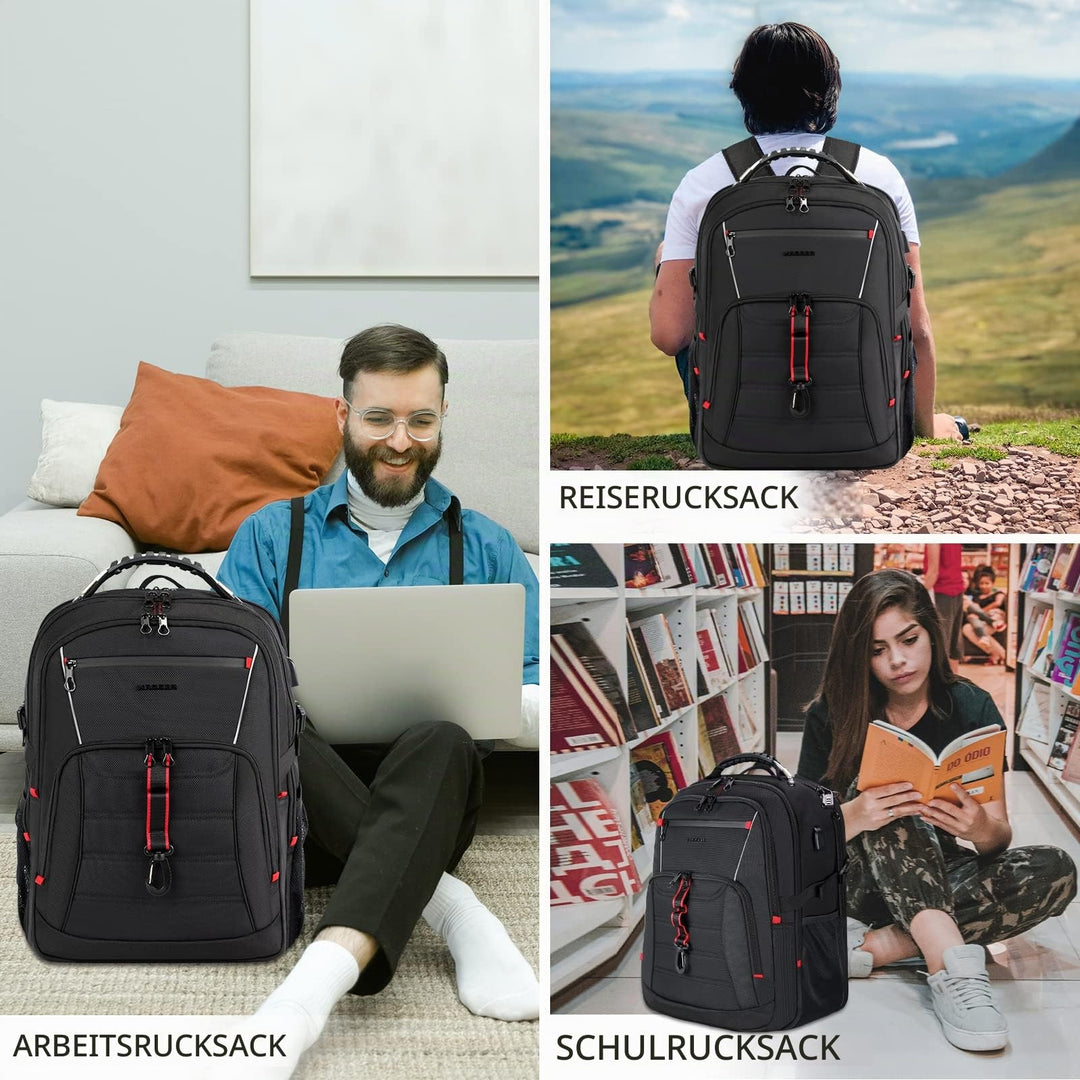 Laptop Rucksack 18.4 Zoll wasserdicht mit USB-Ladeanschluss &amp; RFID - Bild 7