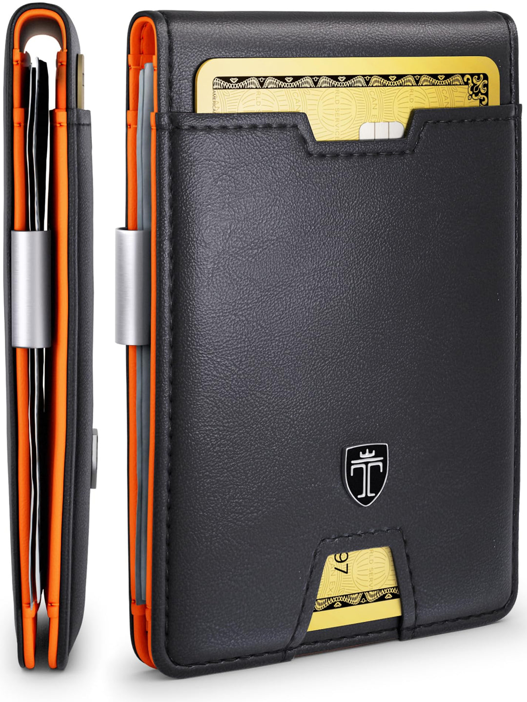 Slim Wallet Herren mit RFID-Schutz und Geldklammer, 11 Kartenfächer