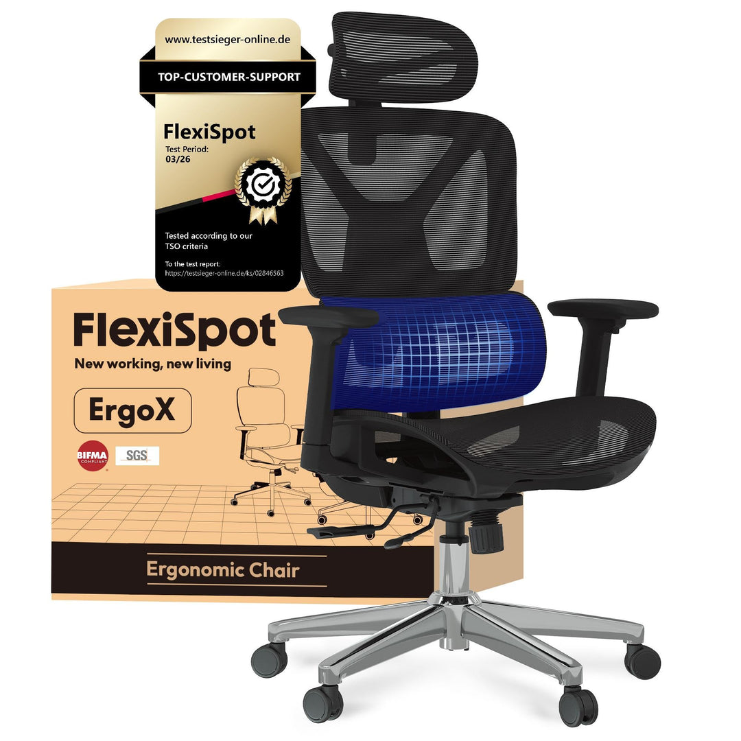 Ergonomischer Bürostuhl mit 3D-Armlehnen, Kopfstütze, bis 136 kg