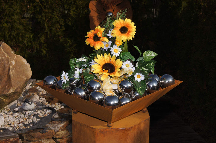 Gartenstele 8-Eck Edelrost mit Schale 116 cm Metall Gartendeko - Bild 5