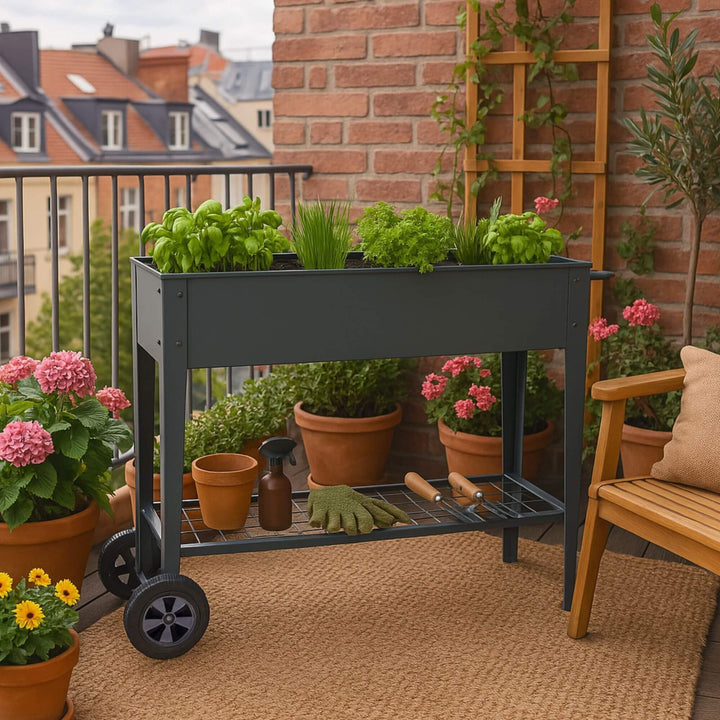 Hochbeet Metall mit Rollen 80 cm Höhe 75 L für Balkon Terrasse - Bild 2
